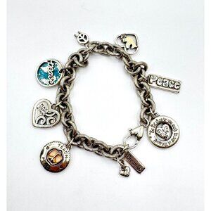 Brighton World Peace Charm Bracelet Silver Tone